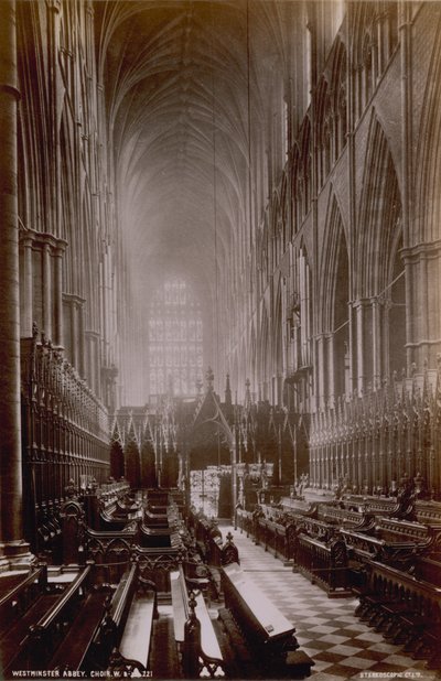 Postcard with an image of the Choir at Westminster Abbey by English Photographer