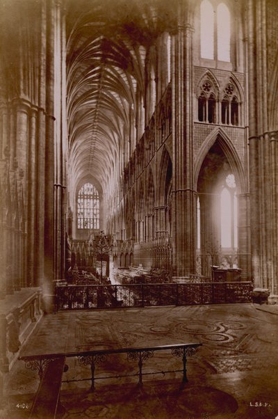 Postcard with an image of the interior of Westminster Abbey by English Photographer