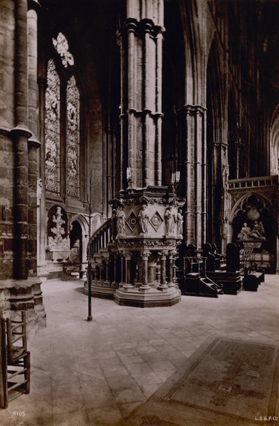 Postcard with an image of the interior of Westminster Abbey by English Photographer