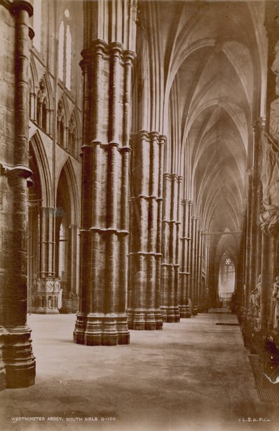 Postcard with an image of the south aisle of Westminster Abbey by English Photographer