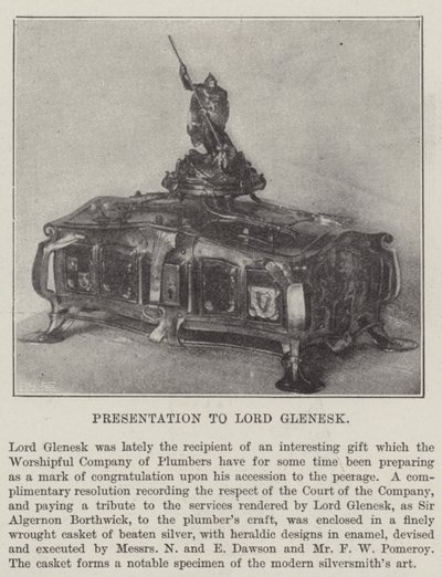 Presentation to Lord Glenesk by English Photographer