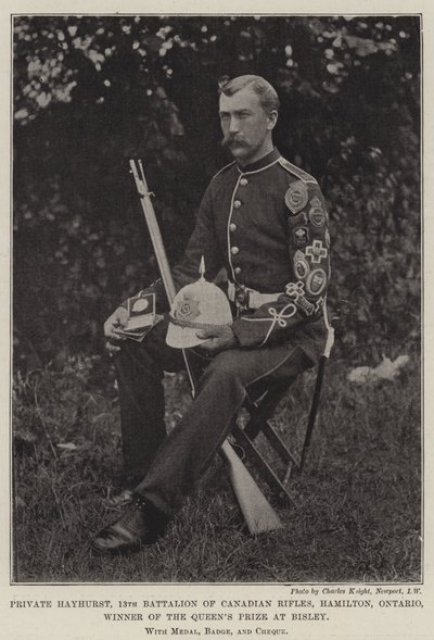 Private Hayhurst, 13th Battalion of Canadian Rifles, Hamilton, Ontario, Winner of the Queen