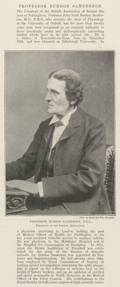 Professor Burdon Sanderson, FRS, President of the British Association by English Photographer