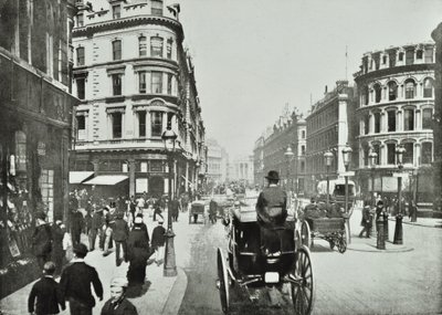 Queen Victoria Street, looking east from Queen Street, City of London, 1890 by English Photographer