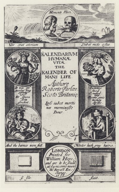 R Farley, Kalendarium humanae vitae, W Hope 1638 by English Photographer