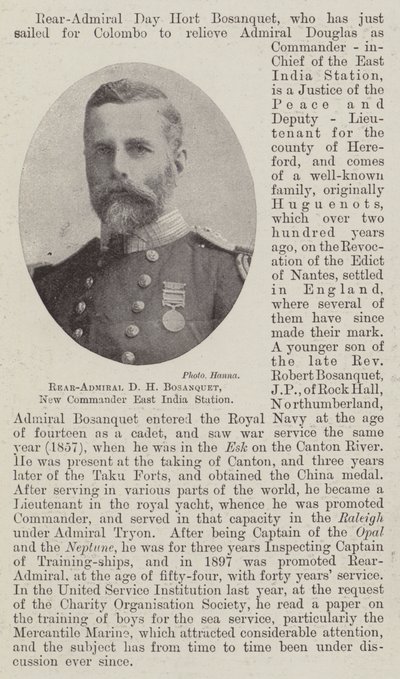 Rear-Admiral D. H. Bosanquet, New Commander East India Station by English Photographer