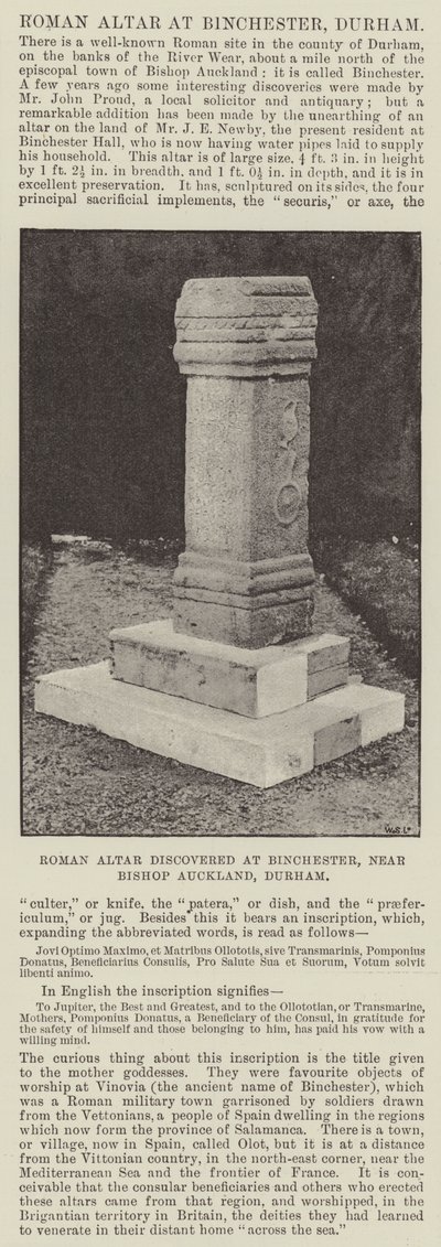 Roman Altar Discovered at Binchester, near Bishop Auckland, Durham by English Photographer