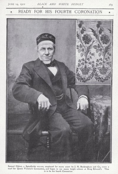 Samuel Oldart, weaver from Spitalfields, London, who wove a scarf for the coronation of Queen Victoria by English Photographer