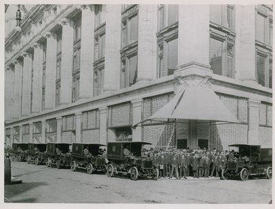Selfridges Delivery Vans Parked Outside the Store on Oxford Street by English Photographer