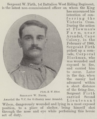 Sergeant W Firth, awarded the VC for Gallantry near Arundel by English Photographer