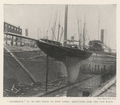 Shamrock II in Dry Dock at New York, refitting for the Cup Race by English Photographer