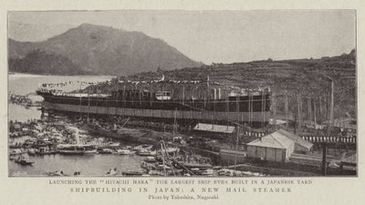 Shipbuilding in Japan, a New Mail Steamer by English Photographer