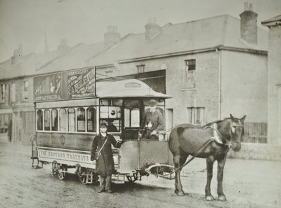 Single-horse car of the Croydon Tramways Company at the Red Deer terminus by English Photographer