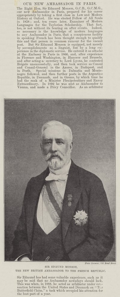 Sir Edmund Monson, the New British Ambassador to the French Republic by English Photographer