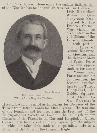 Sir Felix Semon, Who is Attending the Khedive by English Photographer