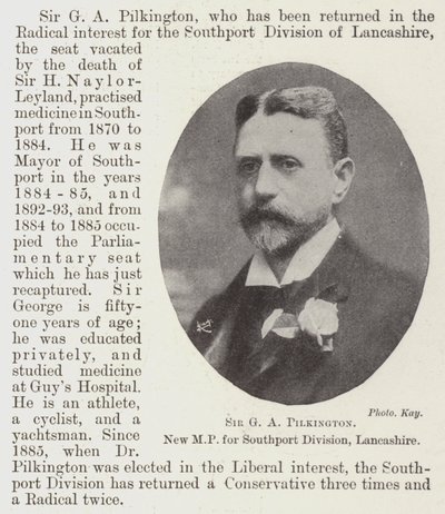 Sir G. A. Pilkington, New MP for Southport Division, Lancashire by English Photographer
