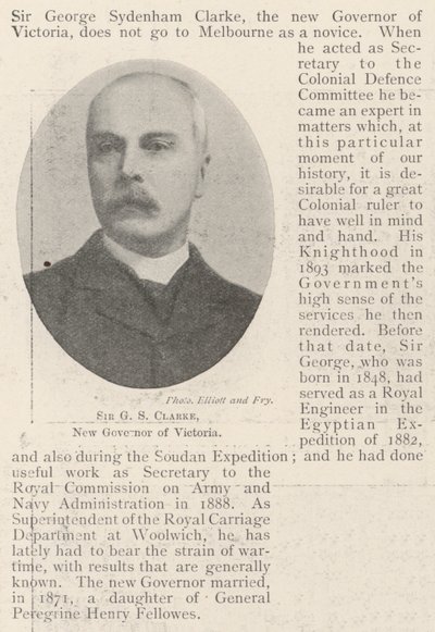 Sir G S Clarke, New Governor of Victoria by English Photographer