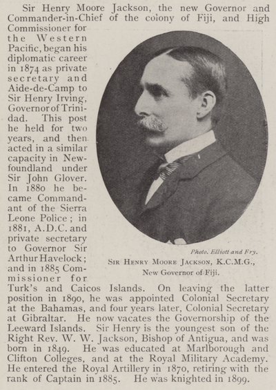 Sir Henry Moore Jackson, KCMG, New Governor of Fiji by English Photographer
