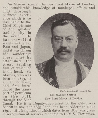 Sir Marcus Samuel, New Lord Mayor of London by English Photographer