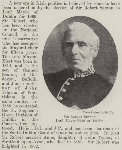 Sir Robert Sexton, Lord Mayor-Elect of Dublin by English Photographer