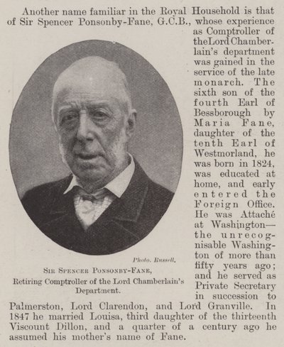 Sir Spencer Ponsonby-Fane, Retiring Comptroller of the Lord Chamberlain