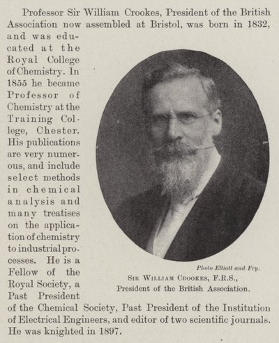 Sir William Crookes, FRS, President of the British Association by English Photographer