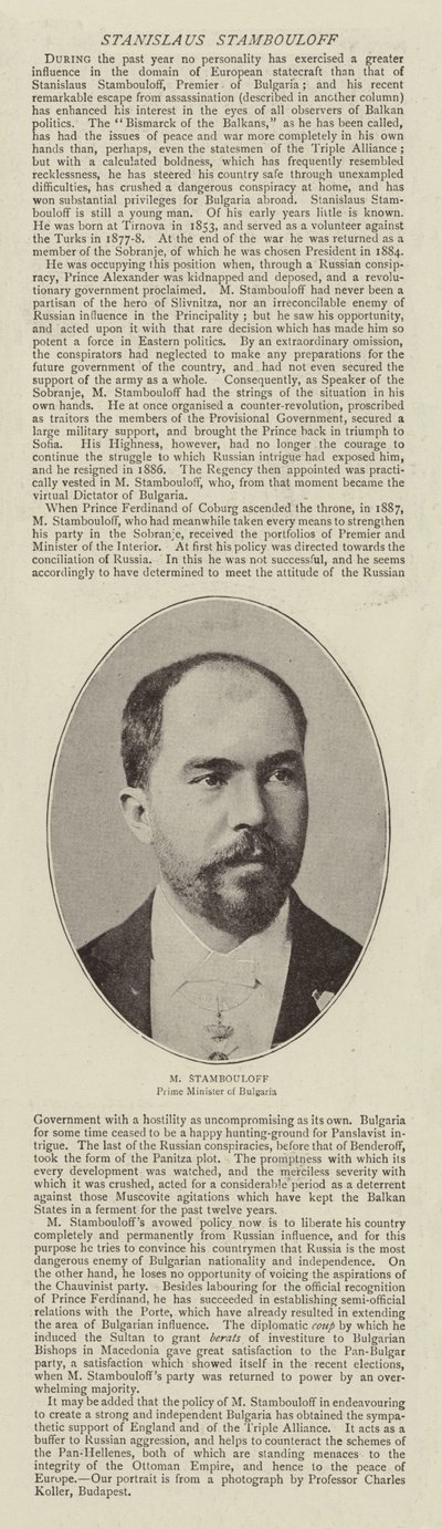 Stanislaus Stambouloff by English Photographer