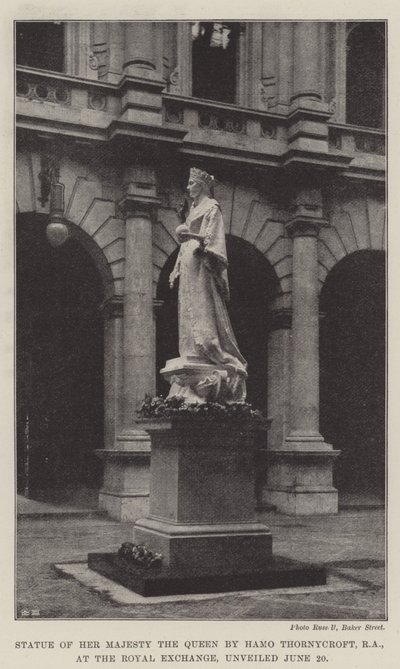 Statue of Her Majesty the Queen by Hamo Thornycroft, RA, at the Royal Exchange, unveiled 20 June by English Photographer
