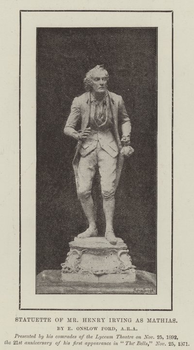 Statuette of Mr Henry Irving as Mathias by English Photographer