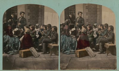 Stereoscopic Image Depicting a Teacher Writing on a Blackboard by English Photographer