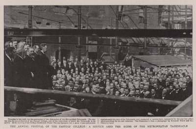 The Annual Festival of the Pastors College, a Service amid the Ruins of the Metropolitan Tabernacle by English Photographer