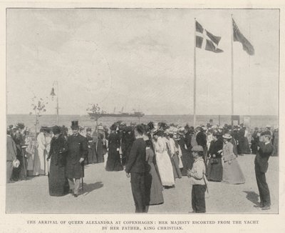 The Arrival of Queen Alexandra at Copenhagen, Her Majesty Escorted from the Yacht by Her Father, King Christian by English Photographer
