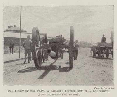 The Brunt of the Fray, a Damaged British Gun from Ladysmith by English Photographer