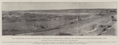 The Completion of the Assouan Dam, View from the North-West, showing the Finished Dam with the Navigation Canal by English Photographer