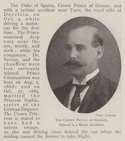 The Crown Prince of Greece, Injured in a Motor Accident by English Photographer