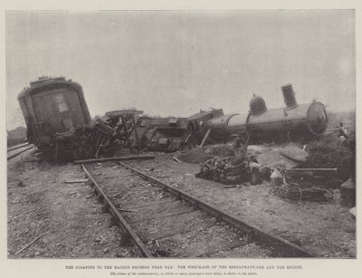 The Disaster to the Madrid Express near Dax, the Wreckage of the Restaurant-Car and the Engine by English Photographer