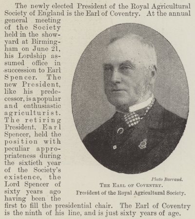 The Earl of Coventry, President of the Royal Agricultural Society by English Photographer