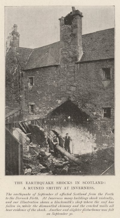The Earthquake Shocks in Scotland, a Ruined Smithy at Inverness by English Photographer