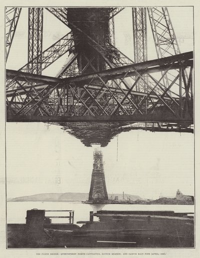 The Forth Bridge, Queensferry North Cantilever, Bottom Member, and Garvie Main Pier (April 1889) by English Photographer