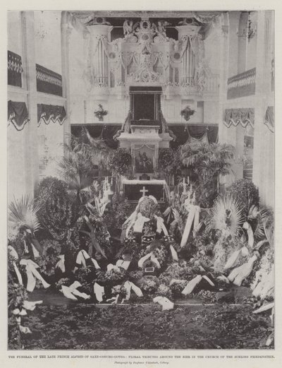 The Funeral of the late Prince Alfred of Saxe-Coburg-Gotha, Floral Tributes around the Bier in the Church of the Schloss Friedenstein by English Photographer