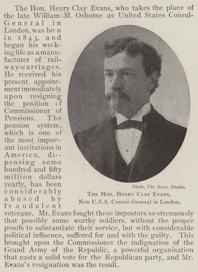 The Honourable Henry Clay Evans, New USA Consul-General in London by English Photographer