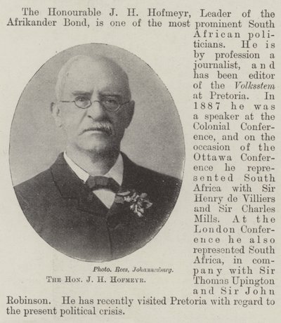 The Honourable J H Hofmeyr by English Photographer