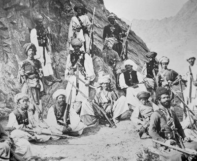 The Khan of Lalpura with some of his warriors by English Photographer