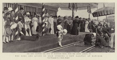 The King and Queen of Siam opening a New Railway at Bangkok by English Photographer