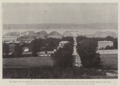The Kings Visit to Pembroke, 23 August, the Avenue up which Their Majesties drove from the Landing Stage at the Dock by English Photographer
