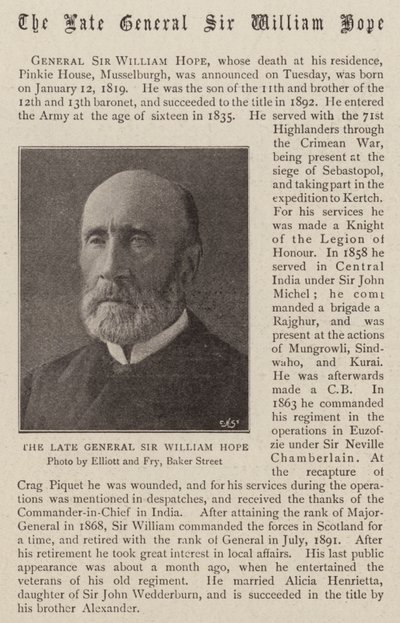 The Late General Sir William Hope by English Photographer