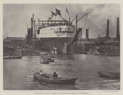 The Launch of HMS Albion, the Vessel on the Slip at Blackwall by English Photographer