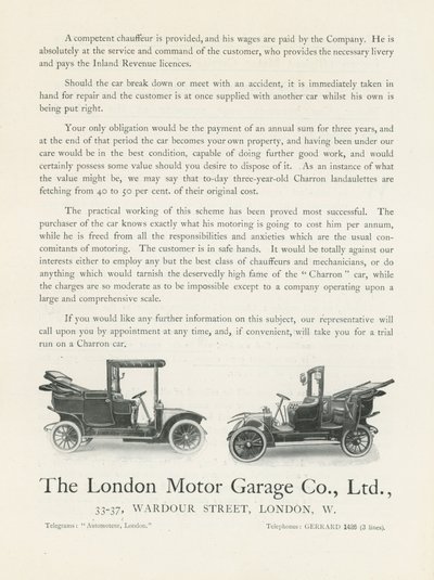 The London Motor Garage Co by English Photographer