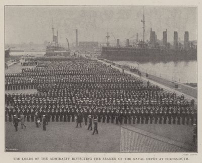 The Lords of the Admiralty inspecting the Seamen of the Naval Depot at Portsmouth by English Photographer