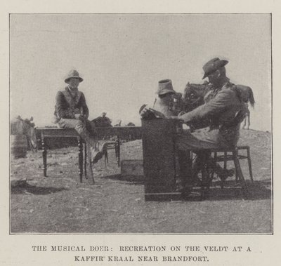 The Musical Boer, Recreation on the Veldt at a Kaffir Kraal near Brandfort by English Photographer